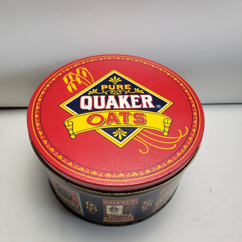 Vintage 1982 Quaker Oats Heritage Cookie Tin Limited Edition Round Container - Picture 2 of 12